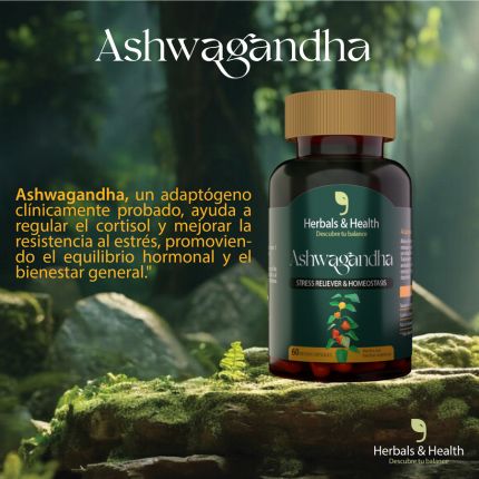 Ashwagandha 60 Capsulas | Alivia efectivamente el estres y la ansiedad