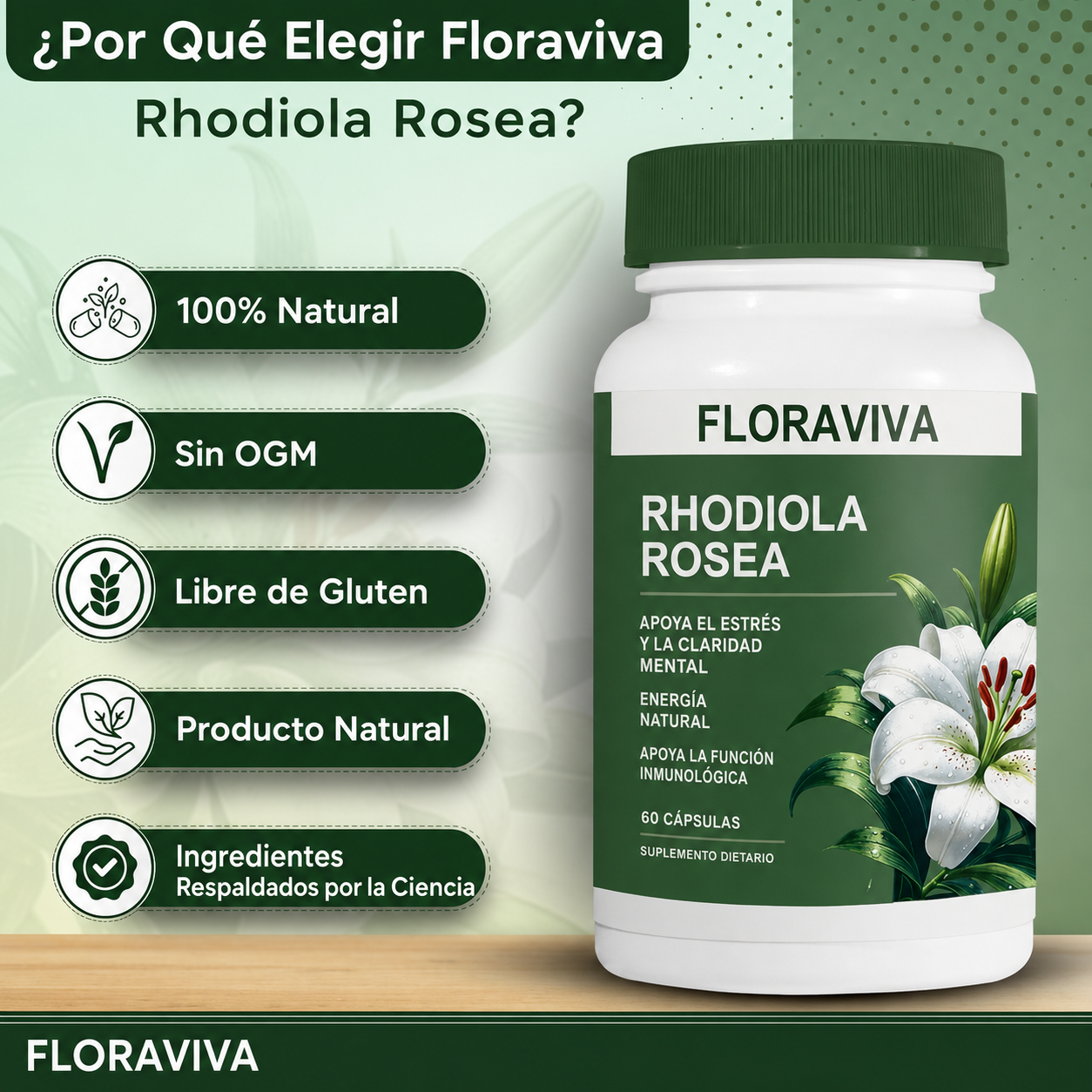 Rhodiola Rosea Floraviva | Alivio del Estrés y Energía Natural
