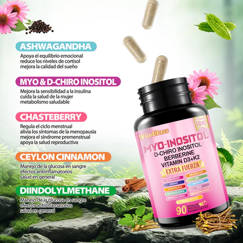 WindBoss Cortisol-Support & Myo-Inositol Combo | Suplemento todo en uno de fuerza extra