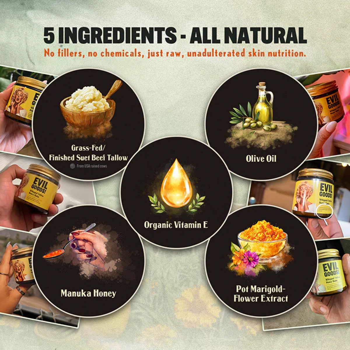 Evil Goods | Bálsamo de Sebo "Brillo Juvenil" – Puro y No Sintético